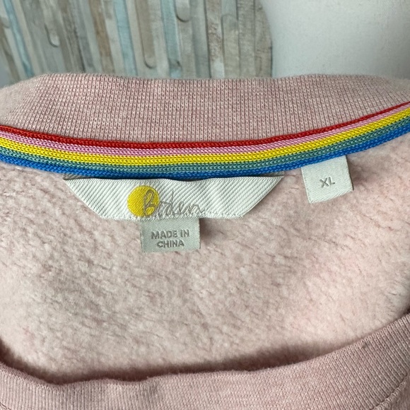 Boden XL Pink Gold Foil Striped Crew Neck Printed Cotton Sweatshirt Pullover Top - Picture 7 of 13